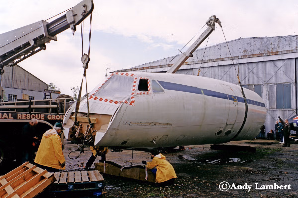 Lifting Concodes front section of Cockpit at Brooklands