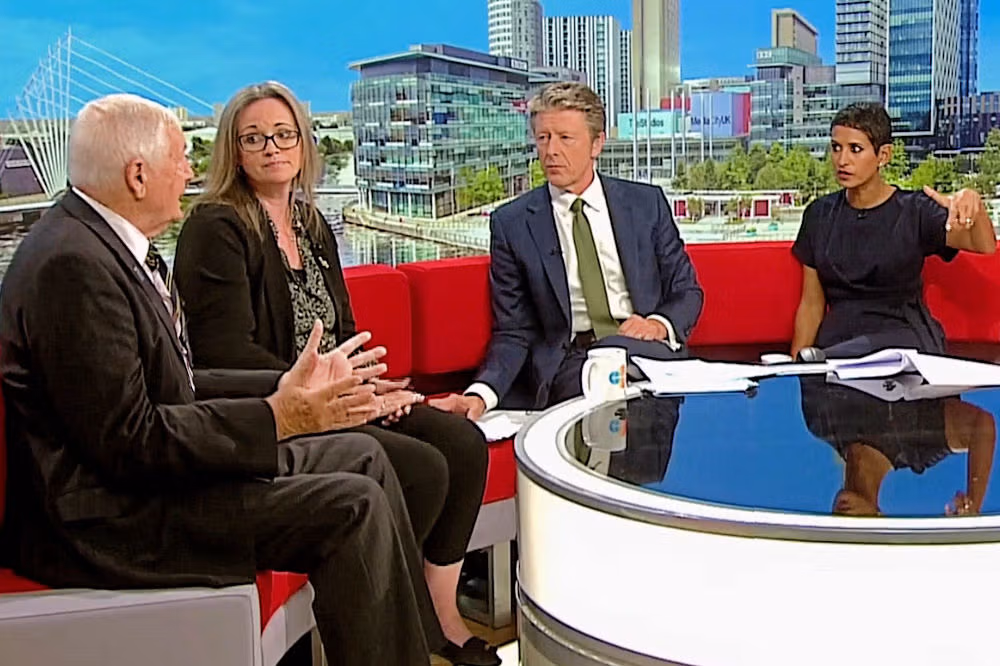 Andy celebrating winning the battle for Red Flashing Lights for Recovery Operators Andy Lambert on BBC Breakfast about Red Lights